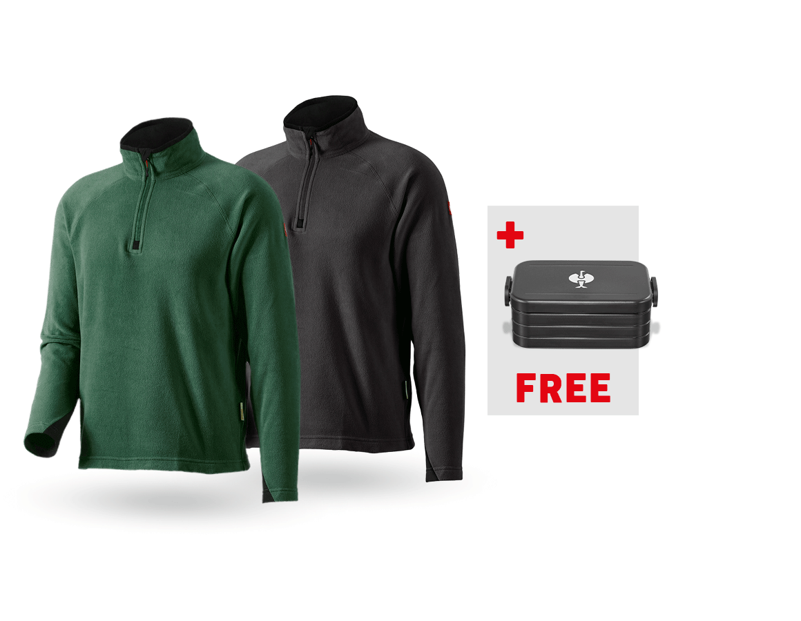 Clothing: SET: 2x Microfleece troyer dryplexx® micro + green