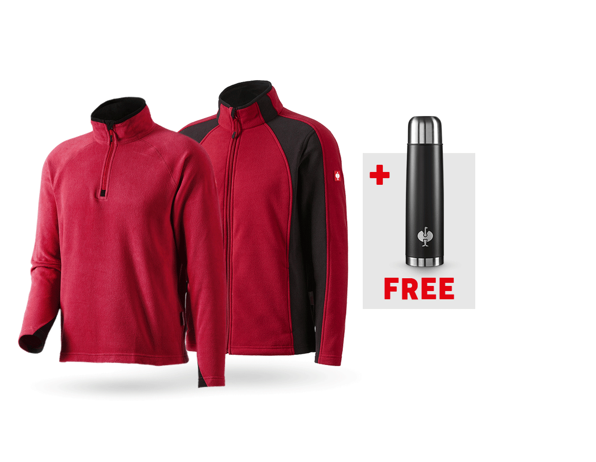 Clothing: SET: Microfleece jacket + troyer dryplexx® micro + red/black
