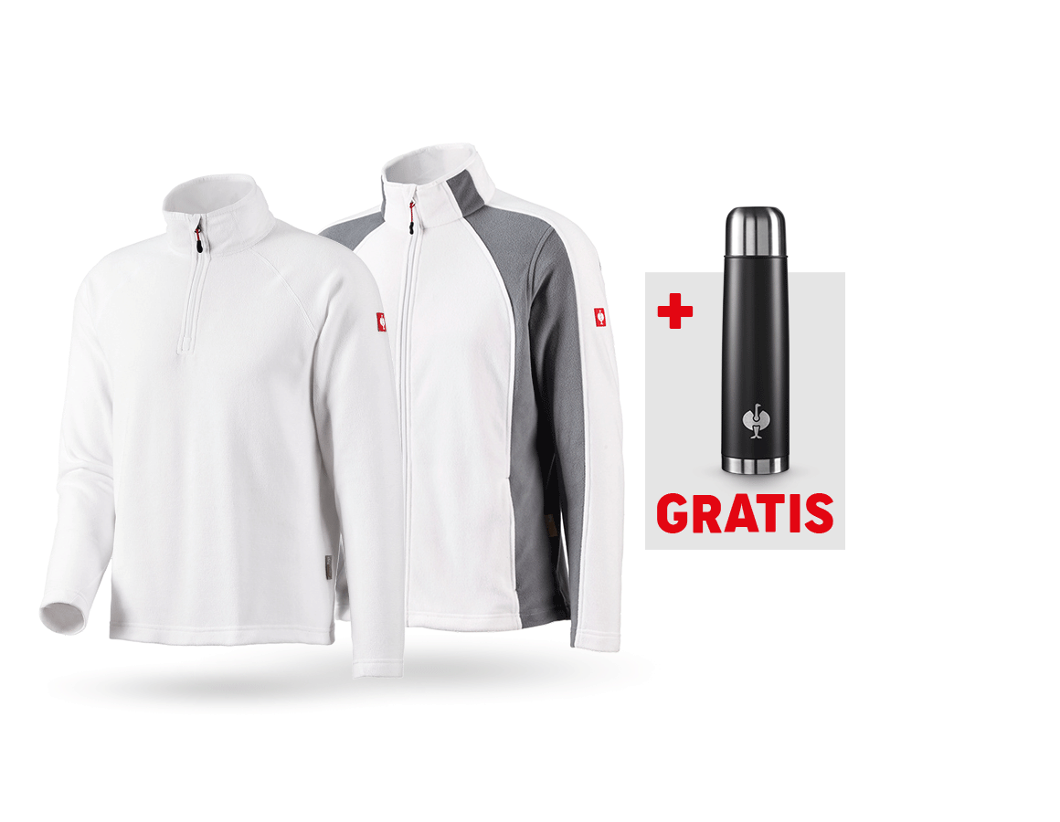 Kläder: SET: Microfleecejacka + troyertröja dryplexx®micro + vit/grå