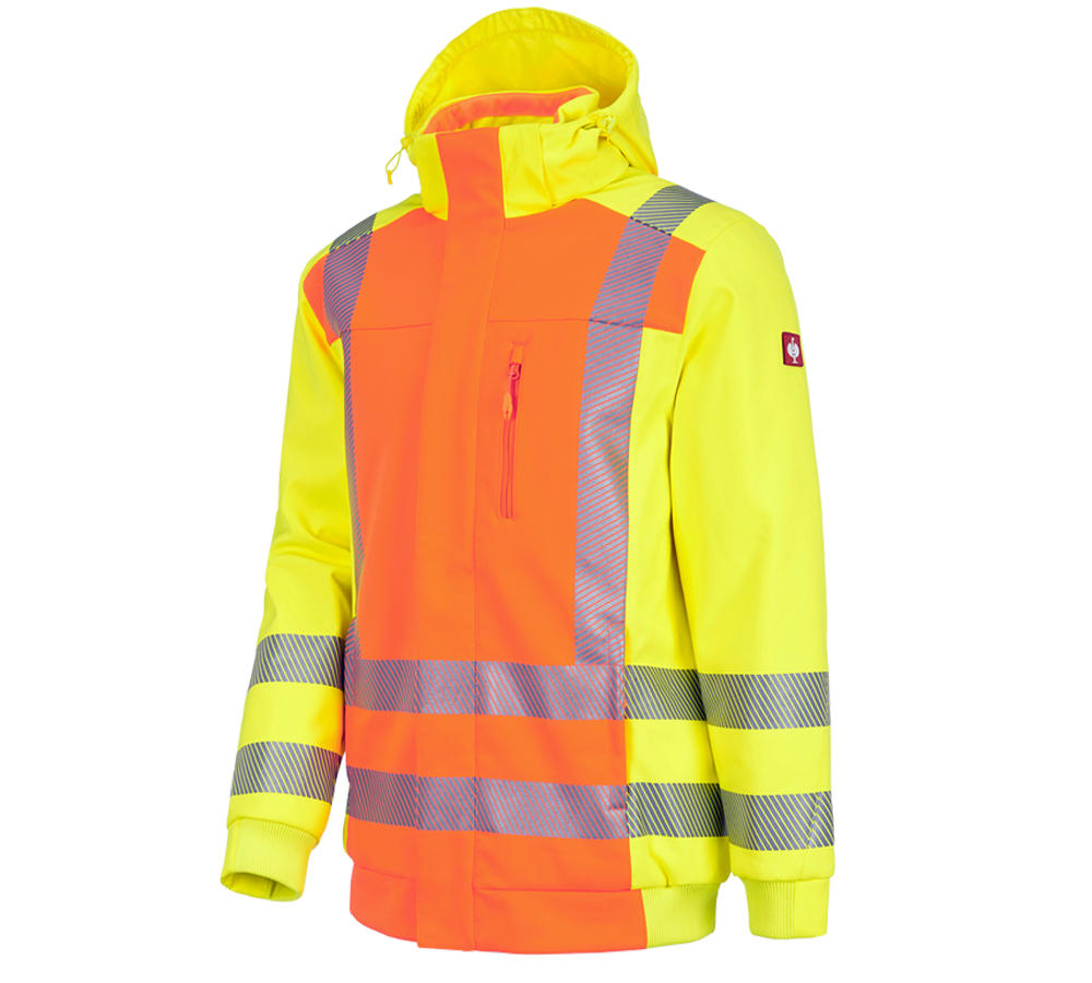 Work Jackets: High-vis winter softshell jacket e.s.motion 2020 + high-vis orange/high-vis yellow