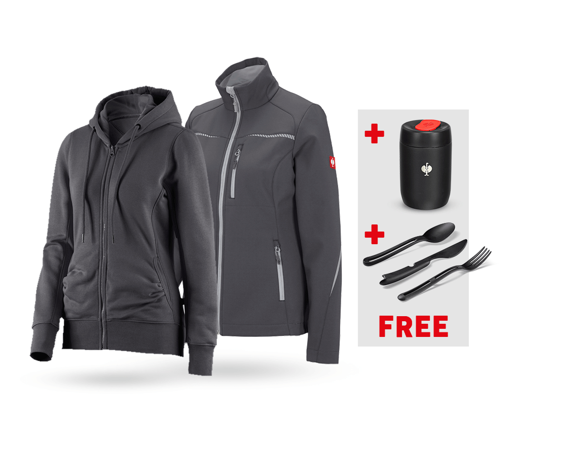 Larger gifts: SET: Softshell jacket + Hoody sweatjacket, ladies' + anthracite/platinum