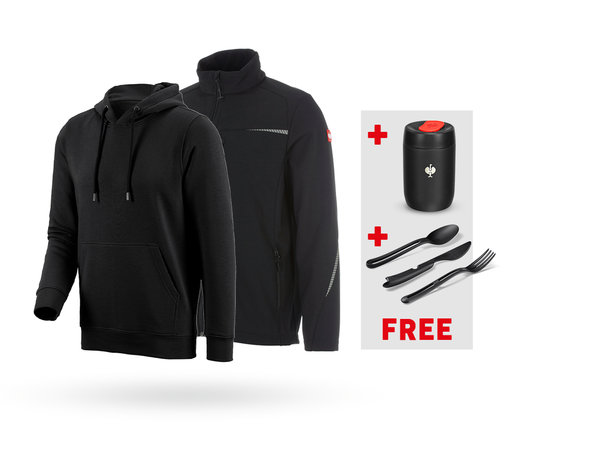 Clothing: SET: Softshell jacket e.s.motion 2020 + hoody + black