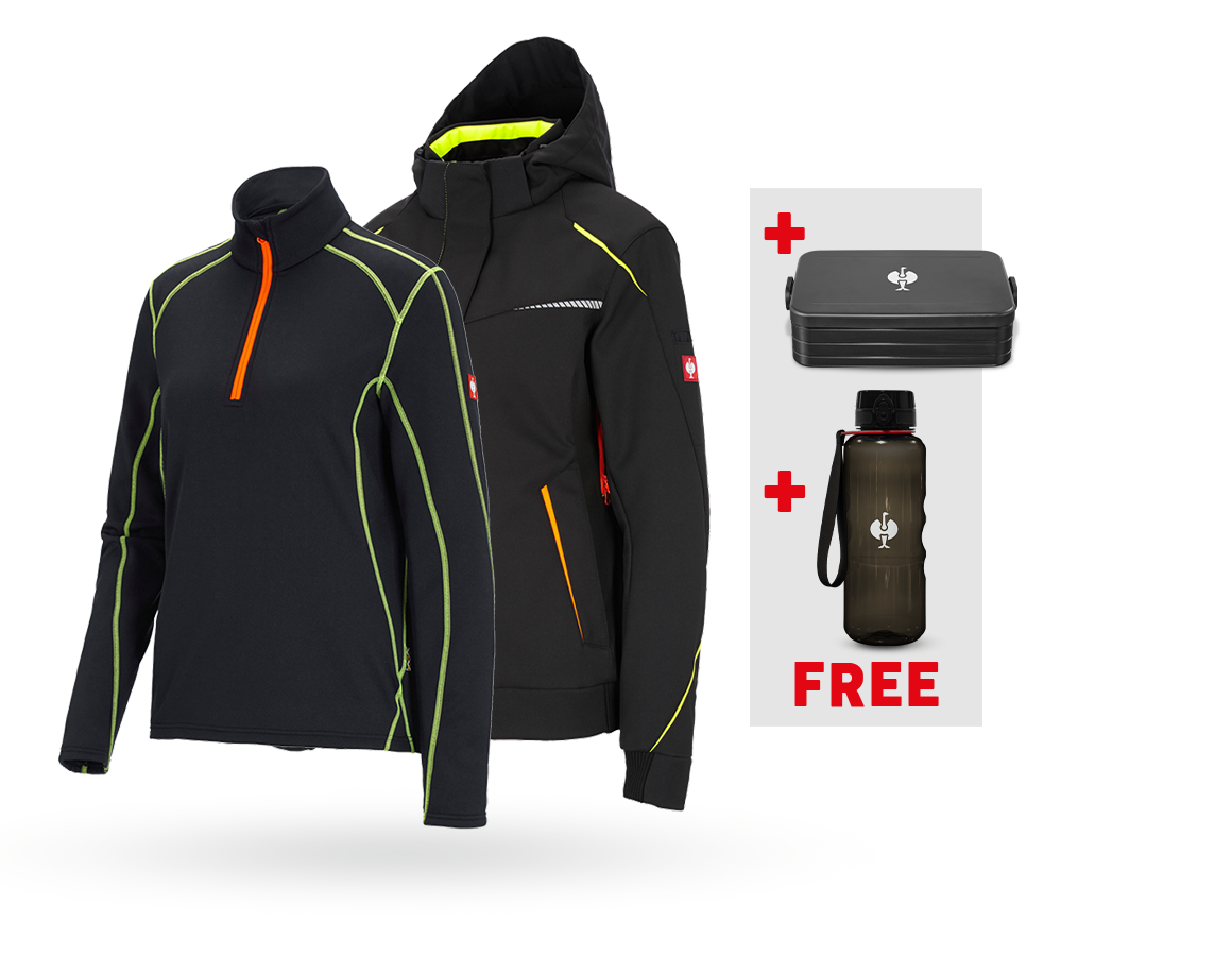 Clothing: SET: Wint.softs.jacket e.s.motion 2020+Troyer, la. + black/high-vis yellow/high-vis orange