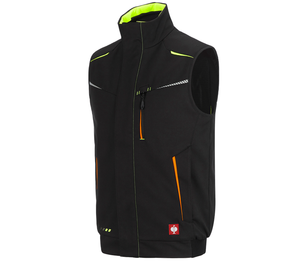 Work Body Warmer: Winter softshell bodywarmer e.s.motion 2020 + black/high-vis yellow/high-vis orange