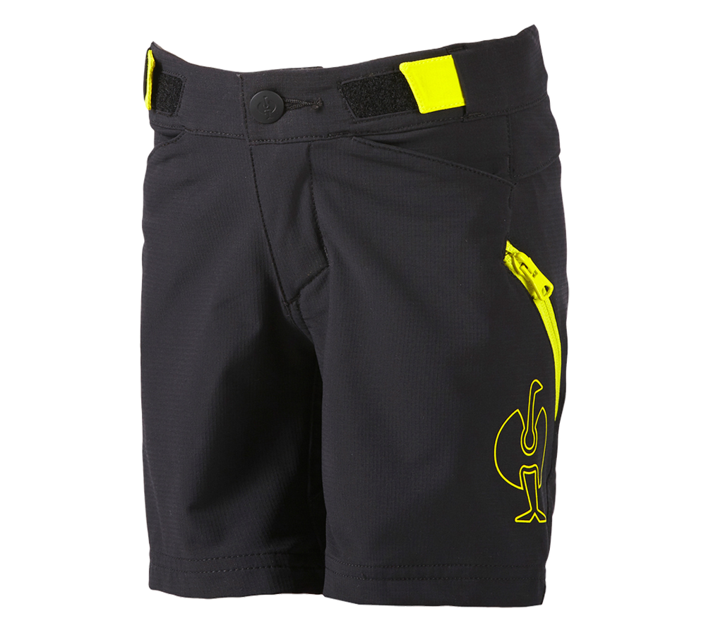 Shorts: Funktionsshort e.s.trail, barn + svart/acidgul