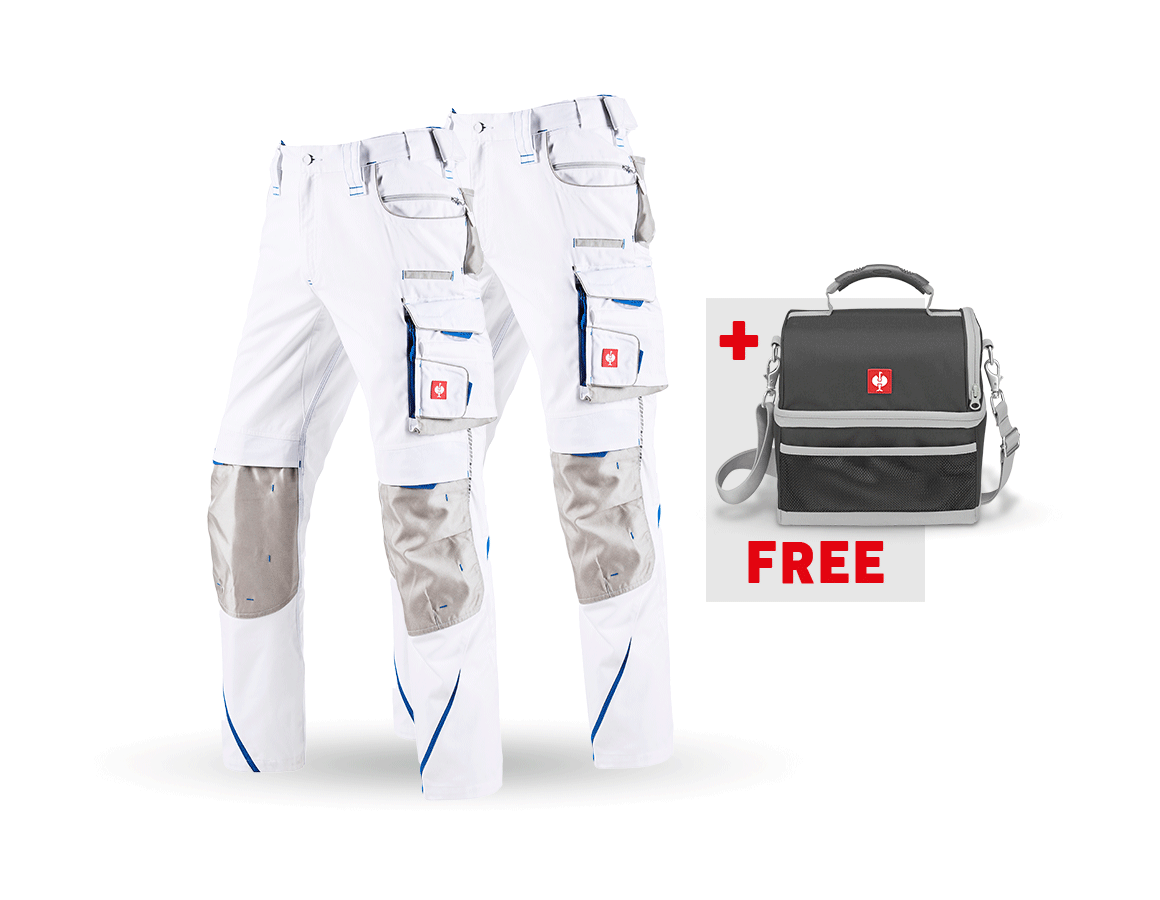 Clothing: SET: Trousers + Winter trousers e.s.motion 2020 + white/gentianblue