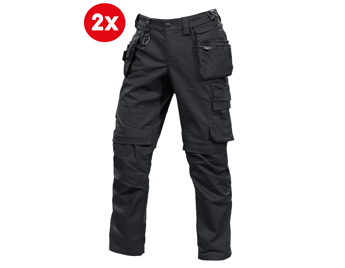 Work Trousers: 2 for 1 Holster trousers e.s.line.nordic canvas + black