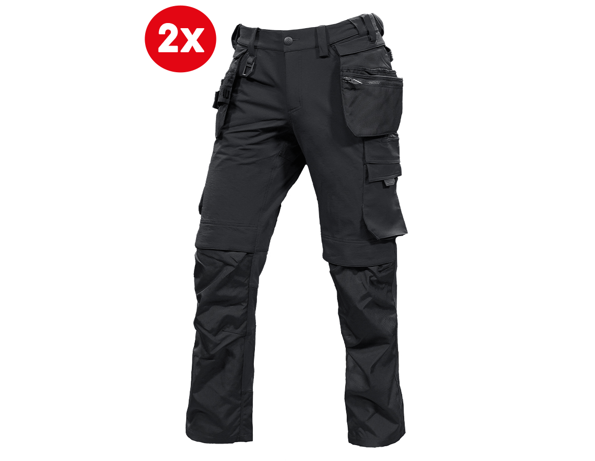 Work Trousers: 2 for 1 Stretch holster trousers e.s.line.nordic + black