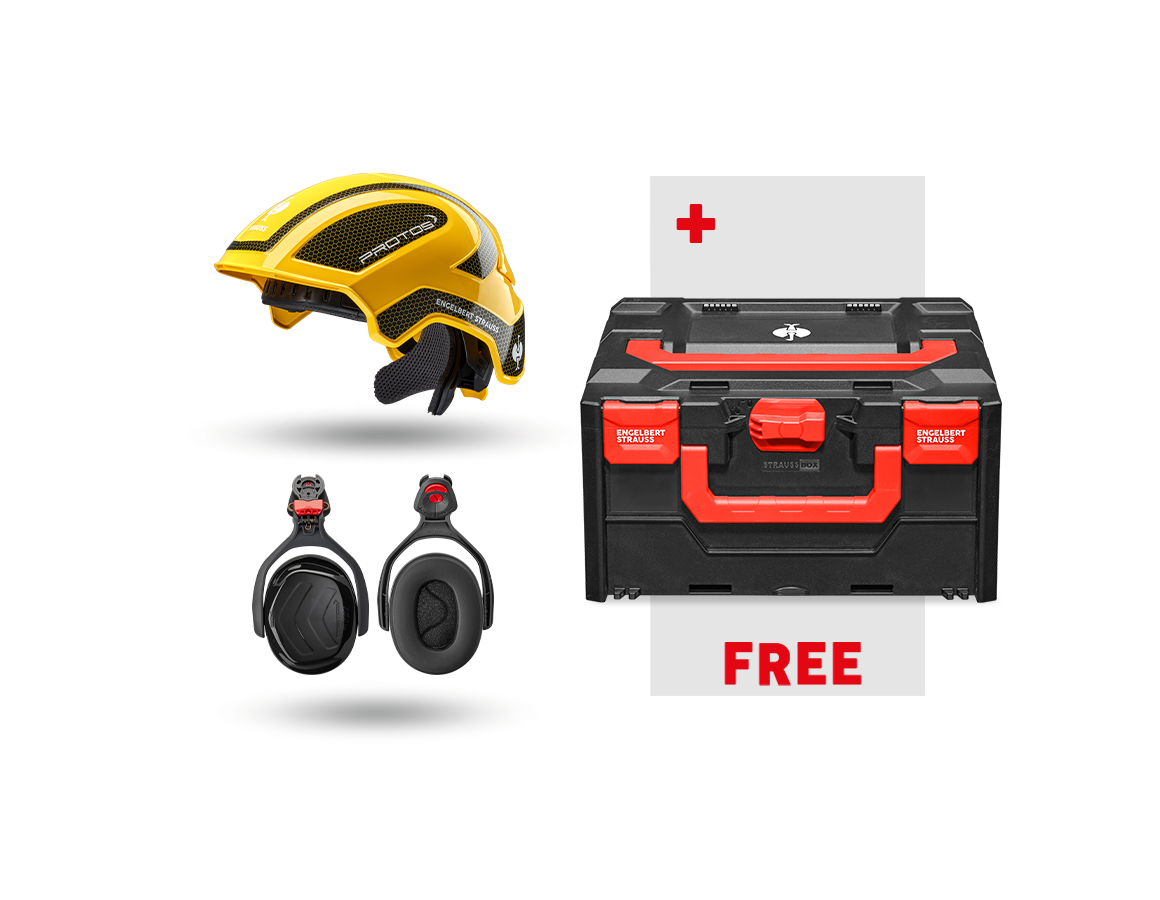 Personal Protection: Work safety set Protos + FREE STRAUSSbox 215 + yellow/black