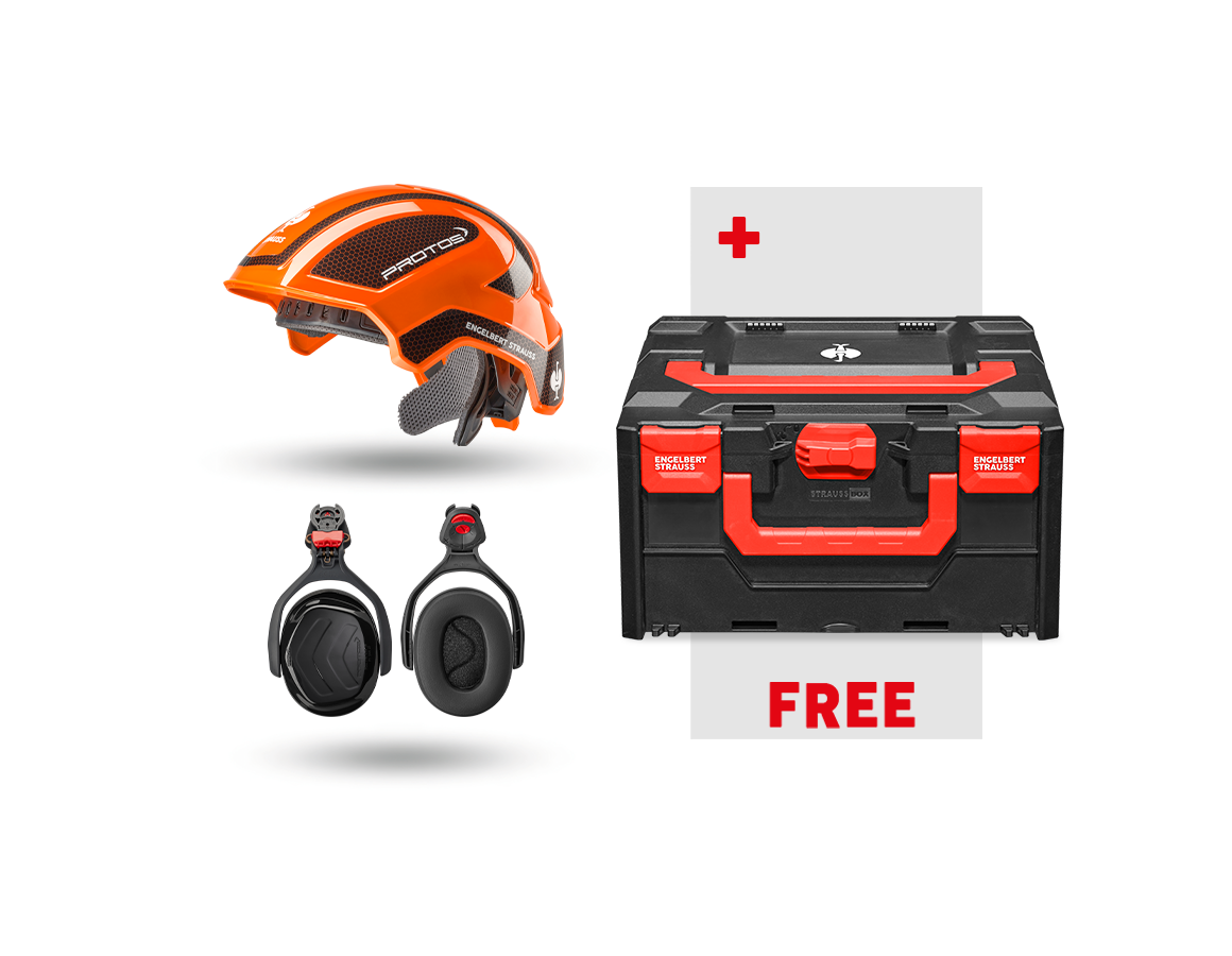 Accessories: Work safety set Protos + FREE STRAUSSbox 215 + orange/black