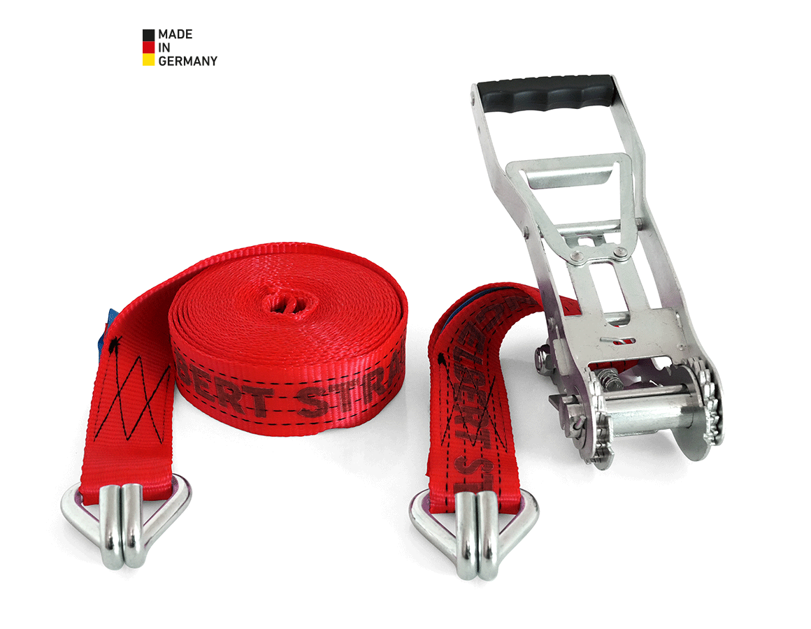 Tension straps: Lashing straps, 2-piece long-arm ratchet + hook