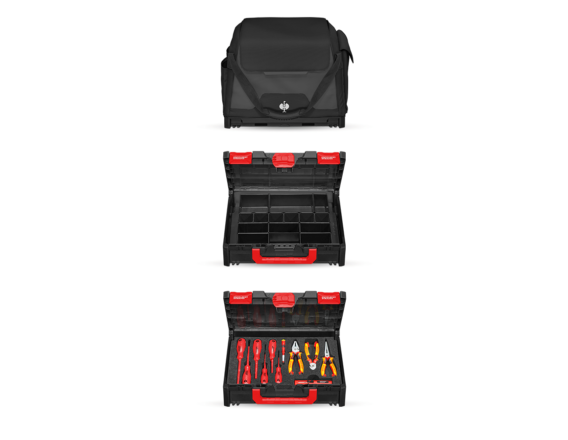 STRAUSSbox System: Tool set Elektro+STRAUSSbox + black