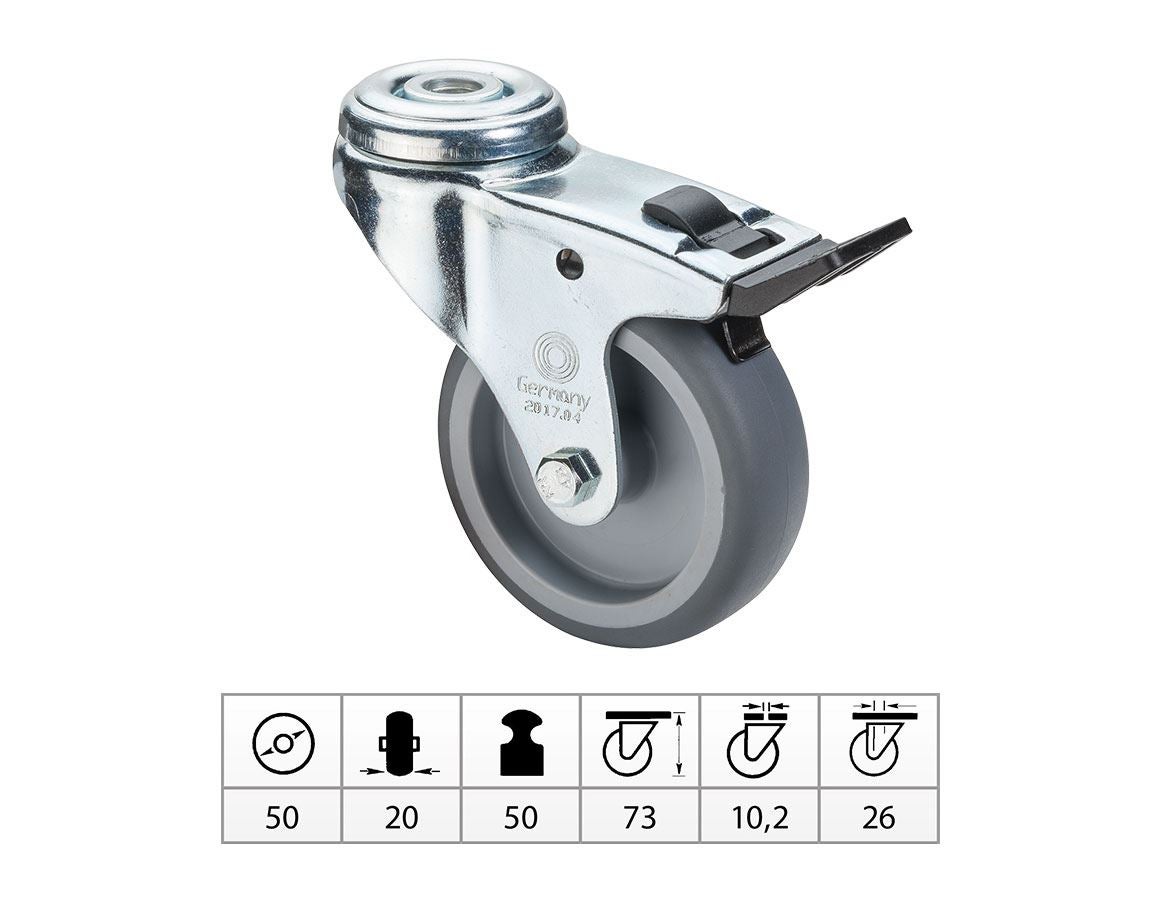 Transport rolls: Guide roll with Wheel-/total fixing brake