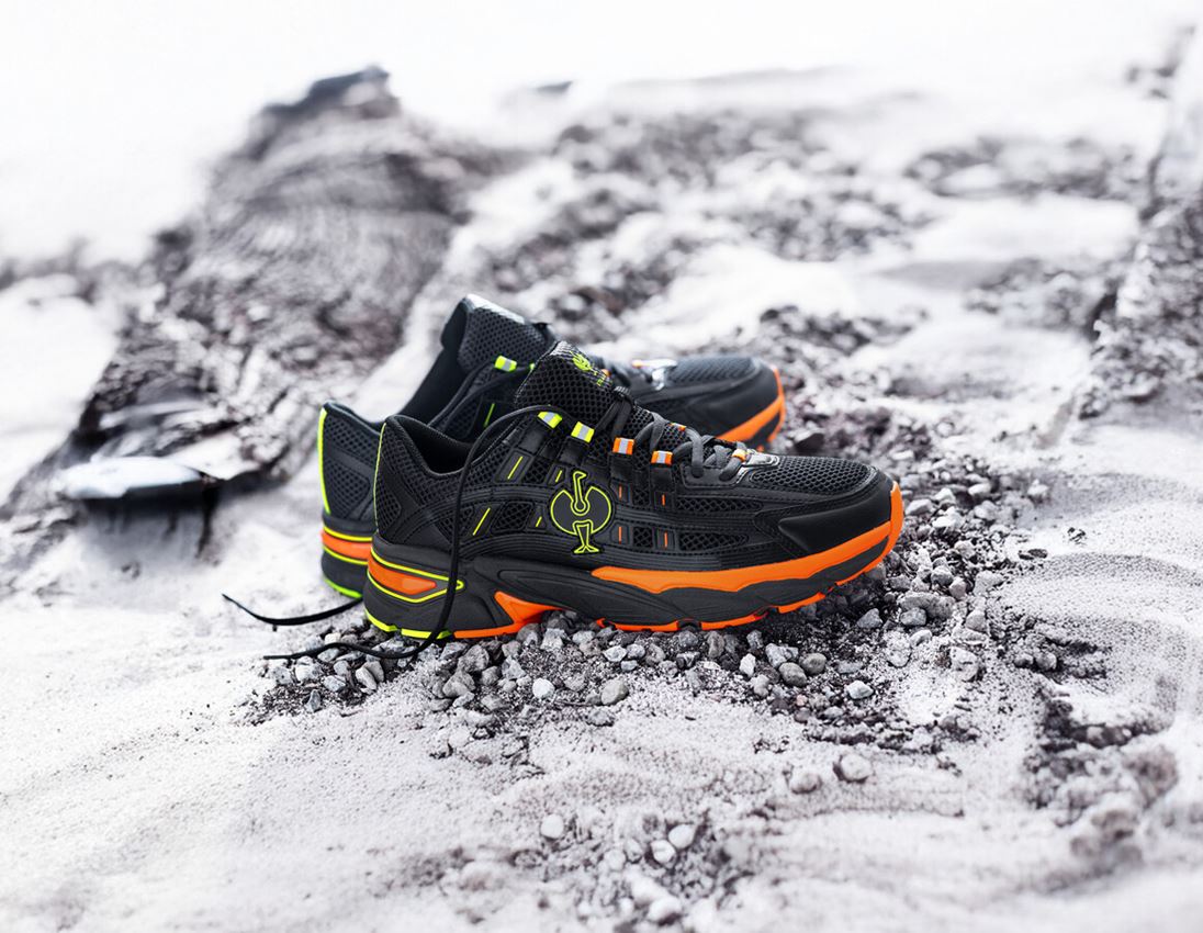 Work Shoes: O1 Work shoes e.s. Lewistown low + black/high-vis orange/high-vis yellow