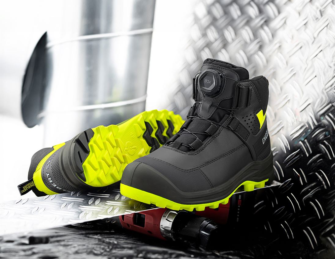 S3: S3 Safety boots e.s. Sawato mid + black/high-vis yellow