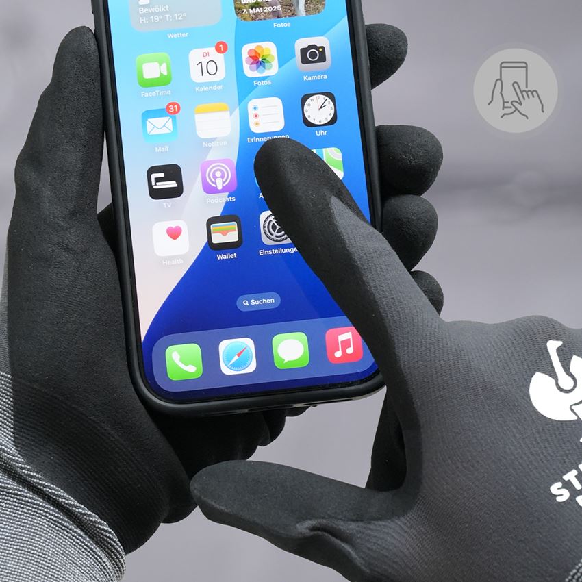 Belagda: e.s. nitrilhandskar evertouch micro + svart/grå 2