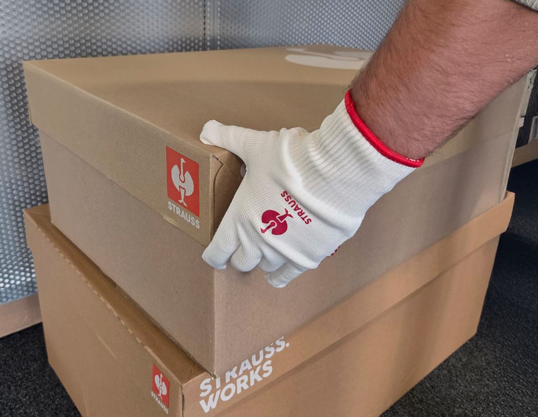 Belagda: Stickade PVC-handskar Rondo + vit