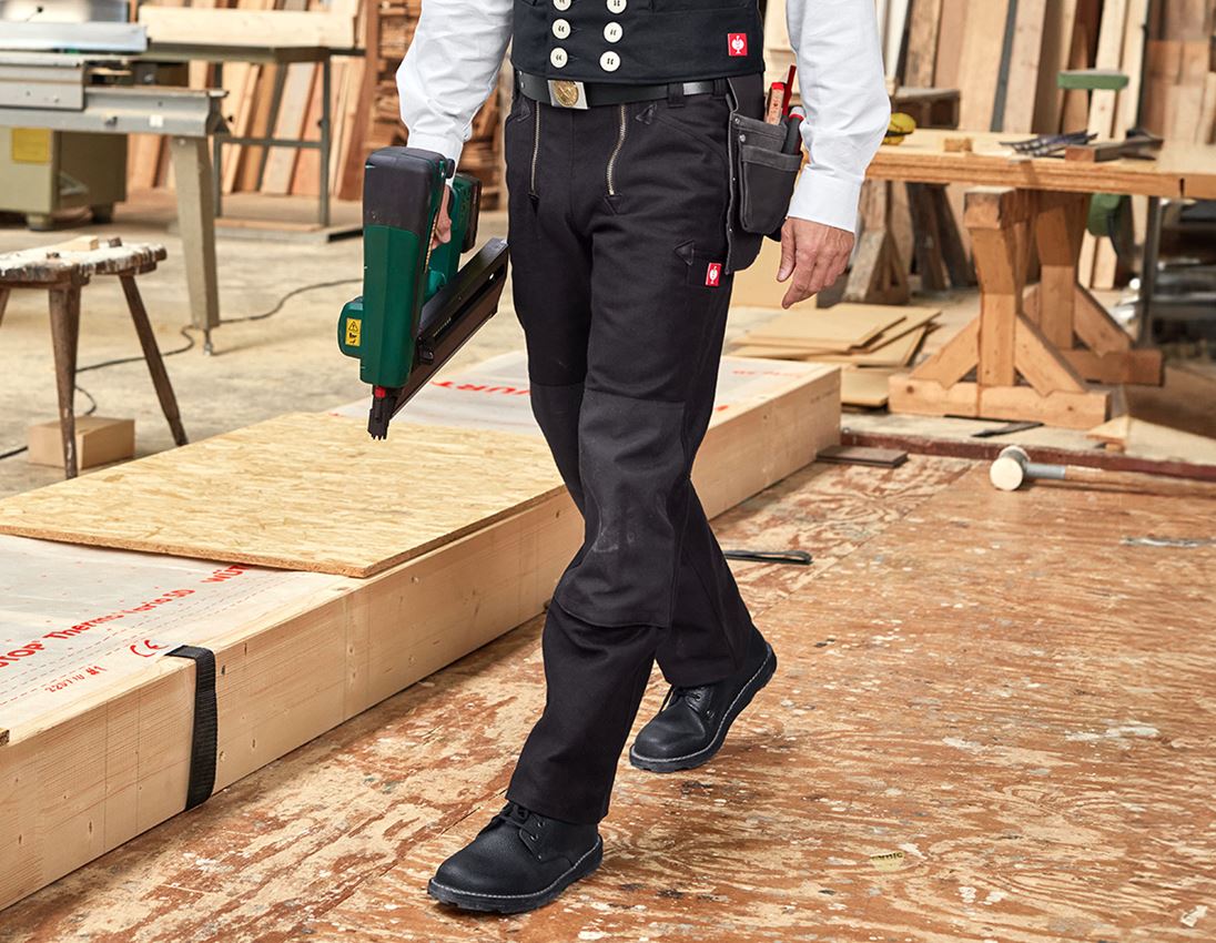 Arbetsbyxor: e.s. skråbyxa Cordura-Super med stretch, utan slag + svart