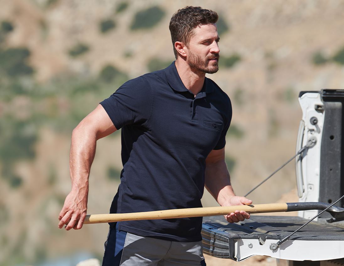 Shirts, Pullover & more: e.s. Polo shirt cotton Pocket + navy