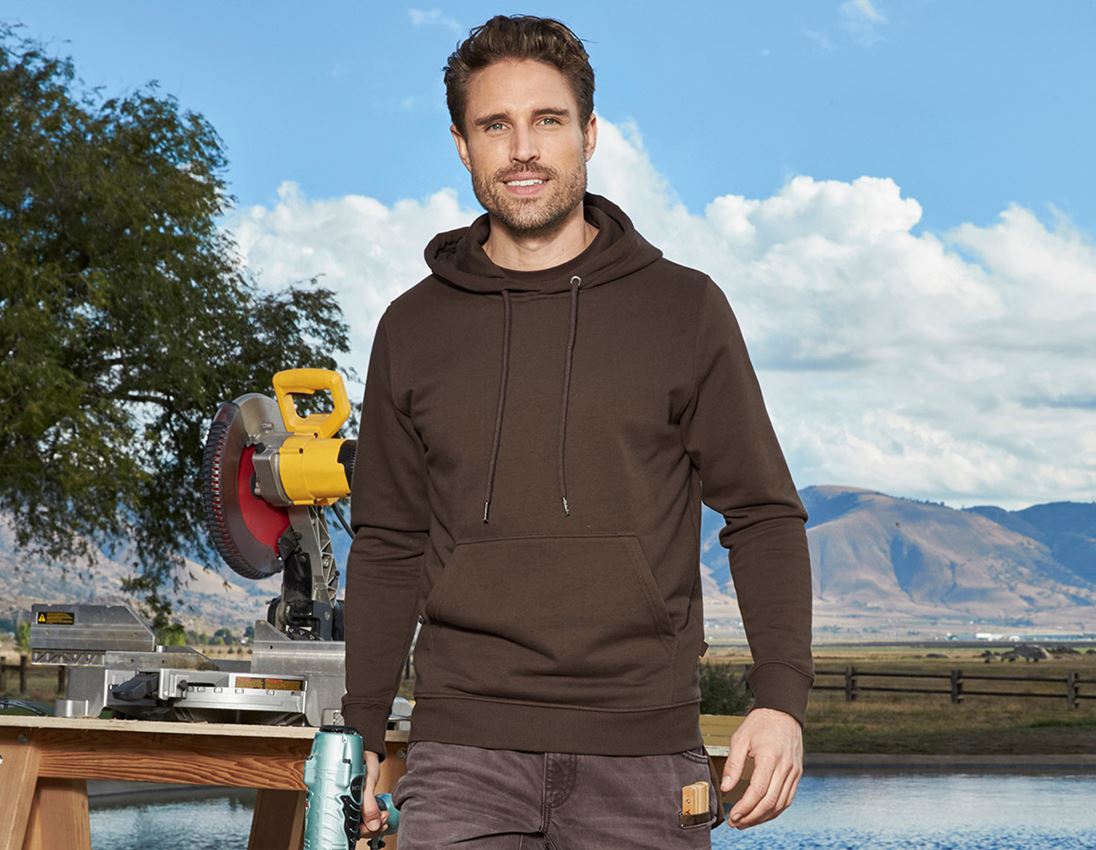 Shirts, Pullover & more: e.s. Hoody sweatshirt poly cotton + chestnut