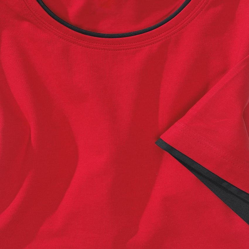 Överdelar: e.s. T-Shirt cotton stretch Layer + eldröd/svart 2