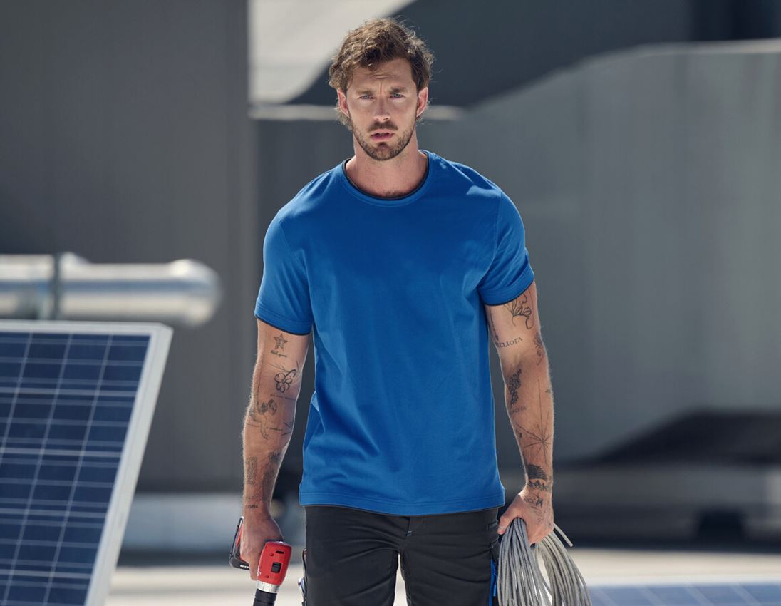 Gardening: e.s. T-shirt cotton stretch Layer + gentianblue/graphite