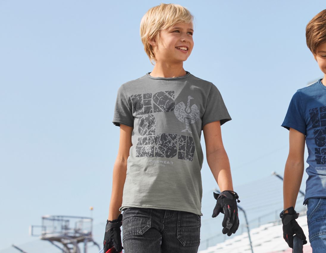 Överdelar: e.s. T-Shirt denim workwear, barn + granit vintage