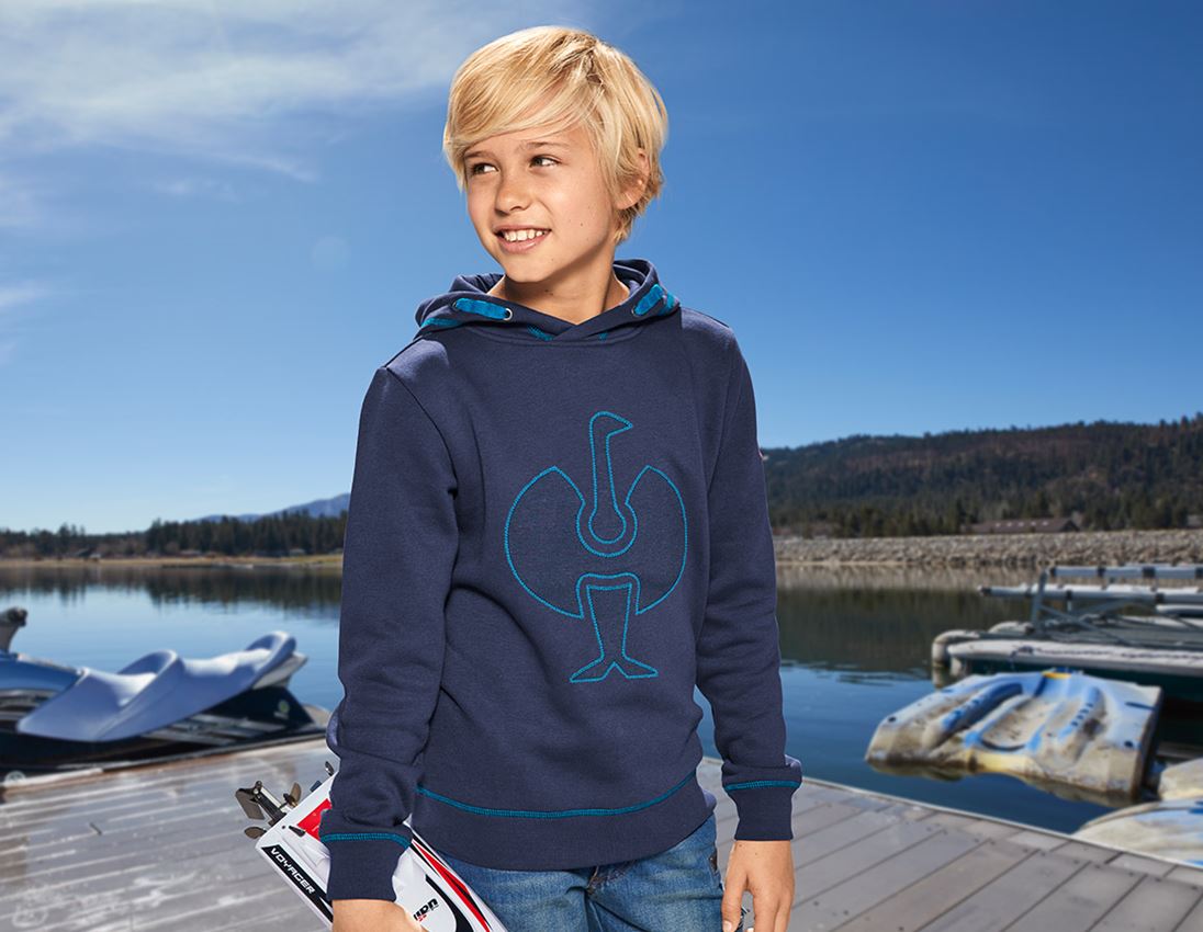 Överdelar: Hoody-Sweatshirt e.s.motion 2020, barn + mörkblå/atoll