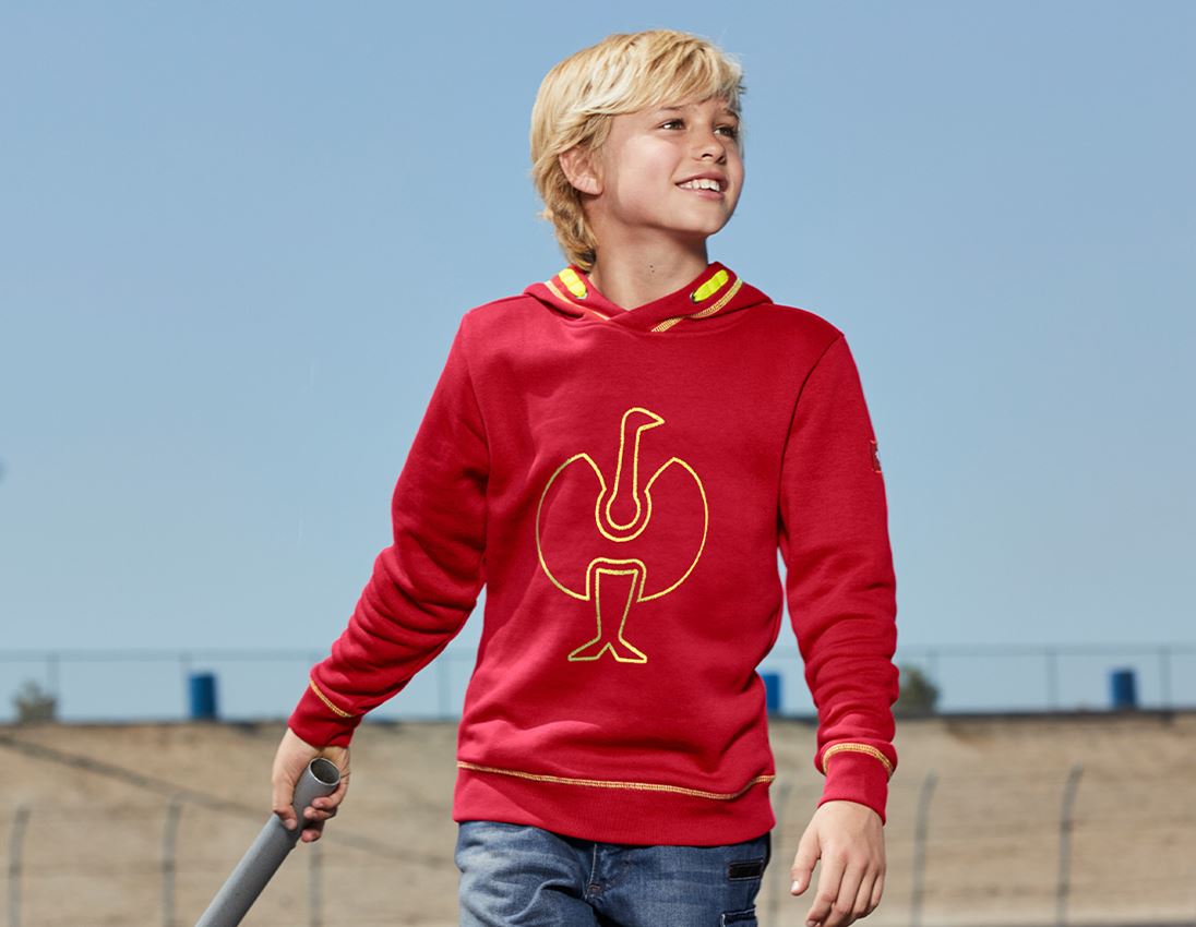 Överdelar: Hoody-Sweatshirt e.s.motion 2020, barn + eldröd/varselgul