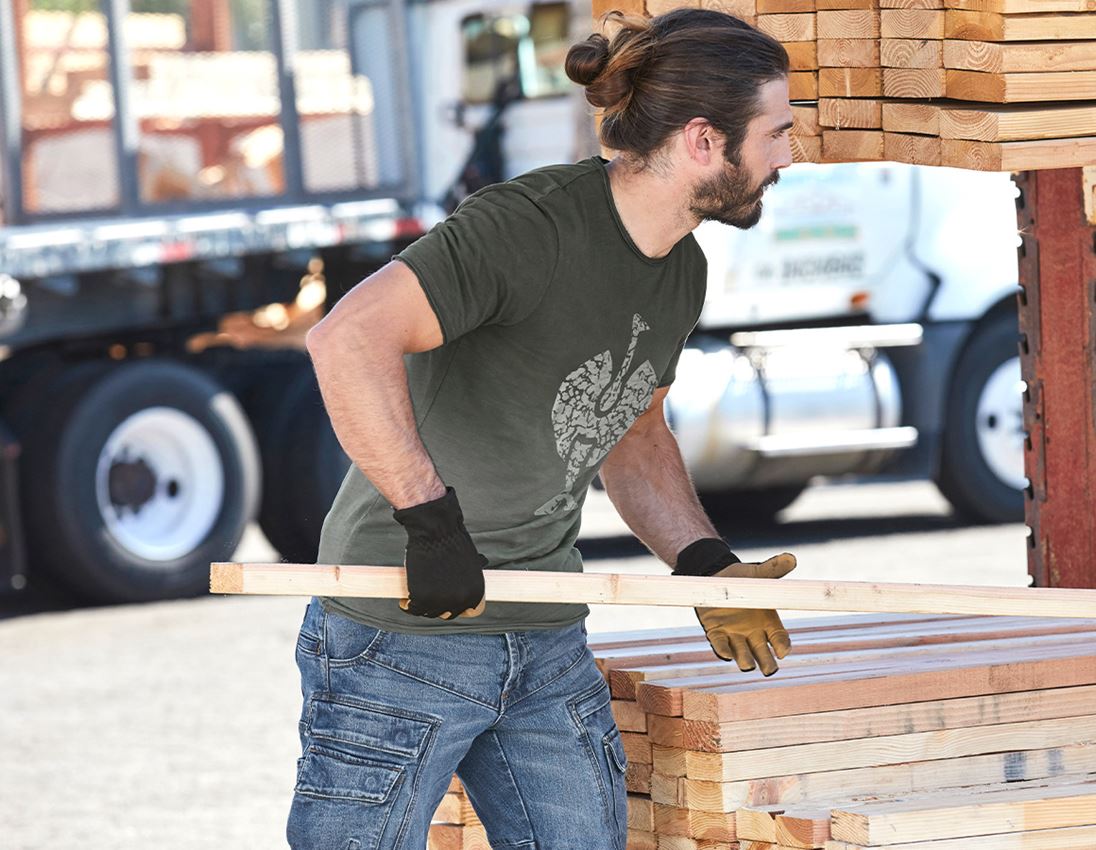 Överdelar: e.s. T-Shirt workwear ostrich + kamouflagegrön vintage 1