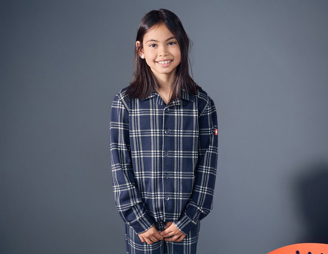 Accessoarer: e.s. rutig pyjamasöverdel, barn + djupblå/vit