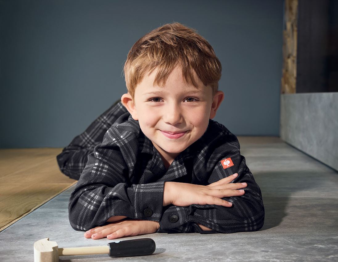 Accessoarer: e.s. rutig pyjamasöverdel, barn + svart/basaltgrå 2