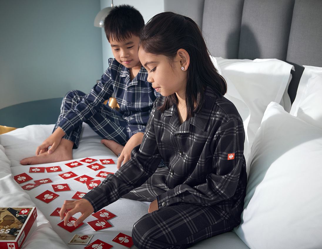 Accessoarer: e.s. rutig pyjamasöverdel, barn + svart/basaltgrå 4