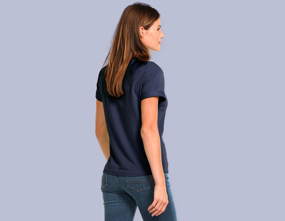 Shirts, Pullover & more: e.s. T-shirt cotton stretch rolled sleeve, ladies + navy 1