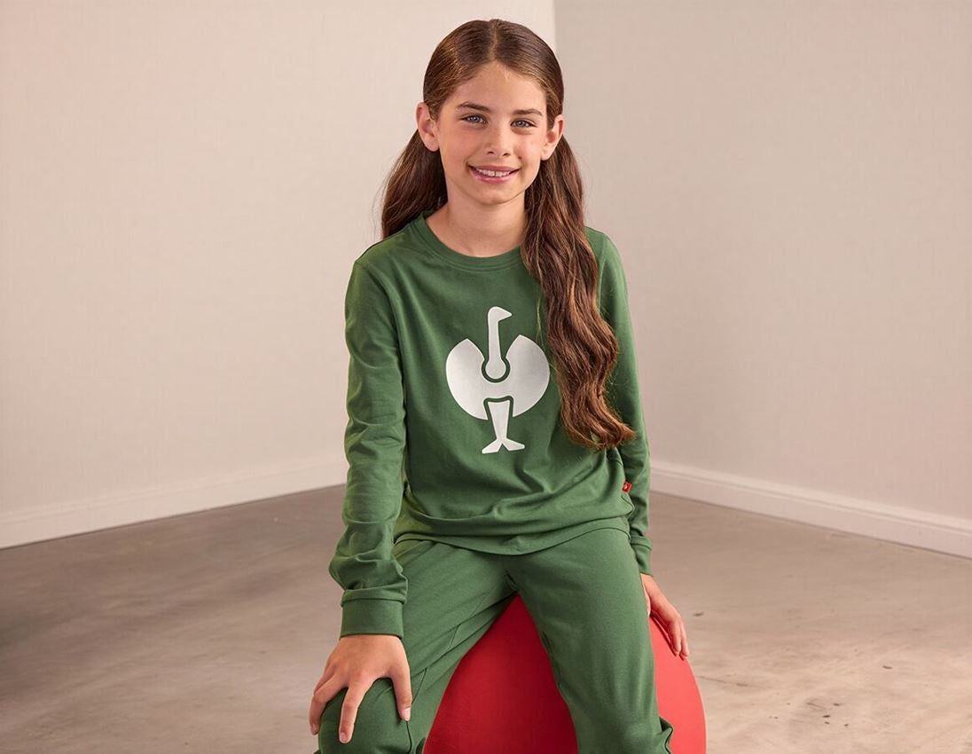 Accessoarer: e.s. pyjamas långärmad  cotton stretch, barn + nordicgrön