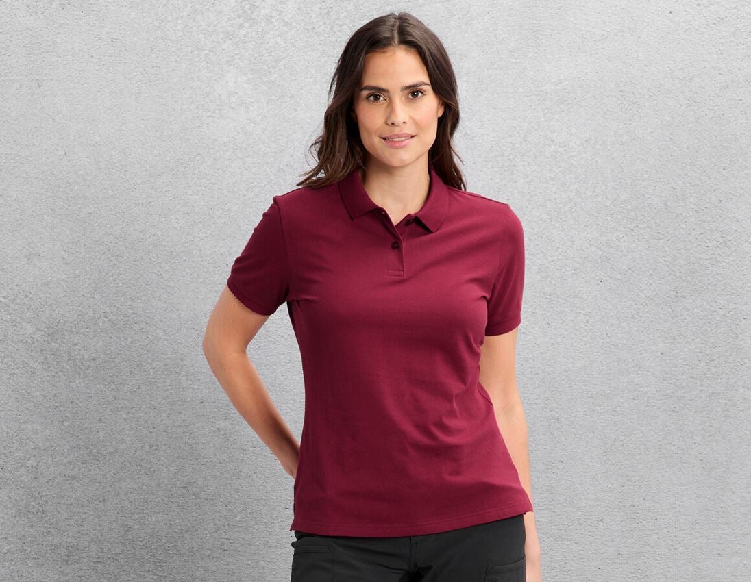 Clothing: e.s. Piqué-Polo cotton light, ladies' + bordeaux