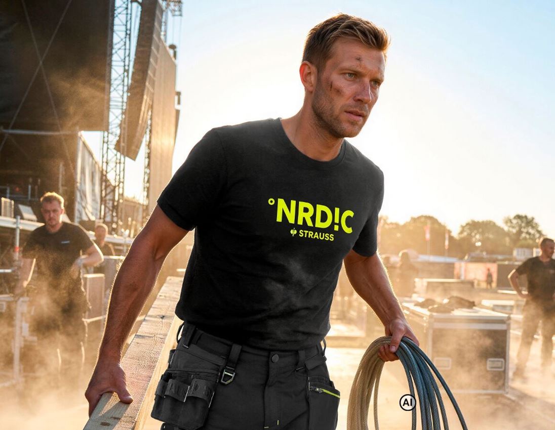 AI-genererad / modifierad - Överdelar: T-Shirt heavy e.s.line.nordic + svart/varselgul