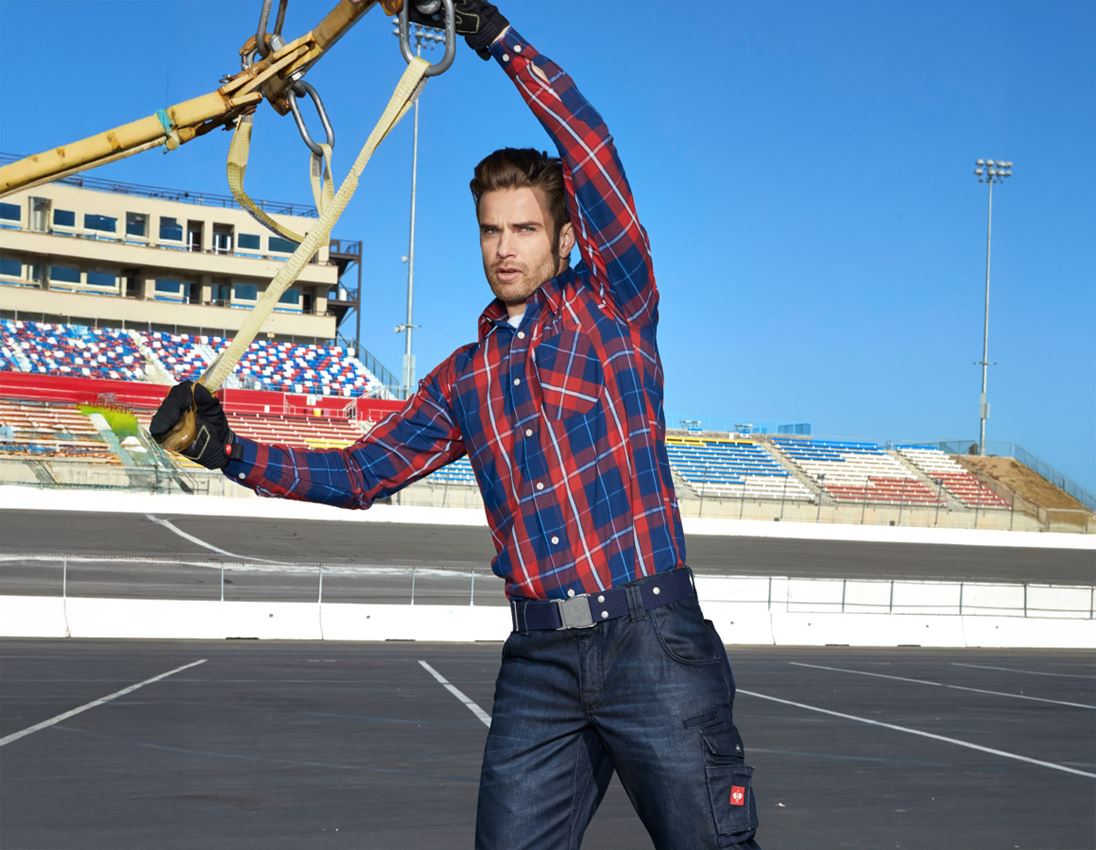 Shirts, Pullover & more: Long sleeved shirt Hamburg, extra long + red/navy/white 1