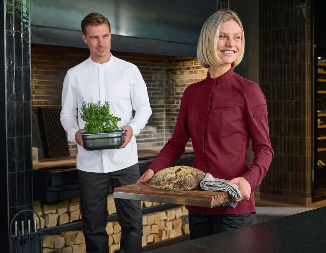 Överdelar: e.s. hybrid kockskjorta, dam + bordeaux 2