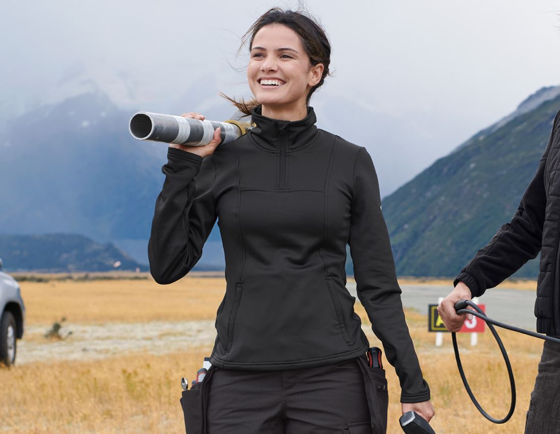 Shirts, Pullover & more: Funct.Troyer thermo stretch e.s.concrete, ladies' + black