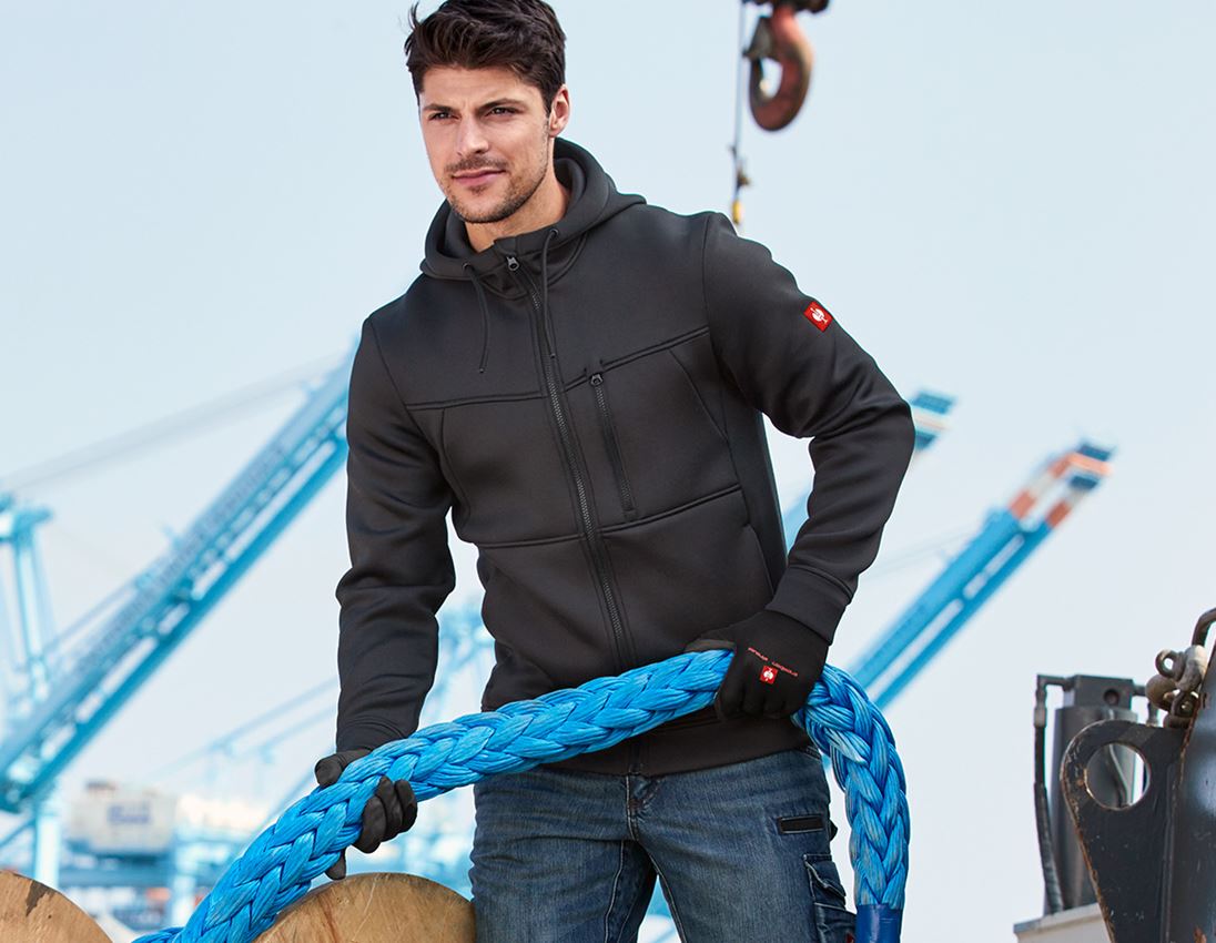 Work Jackets: Hooded jacket climafoam e.s.dynashield + black melange 1