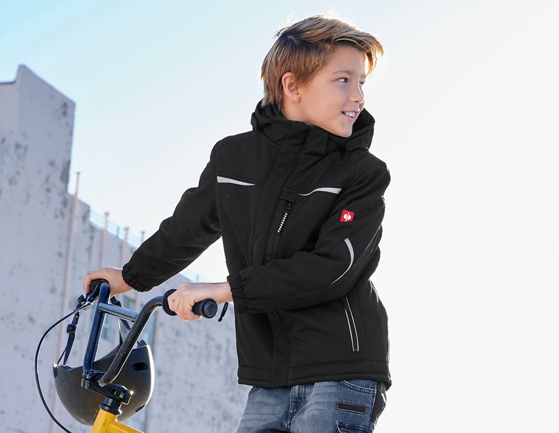 Jackets: Children's softshell jacket e.s.motion + black 1