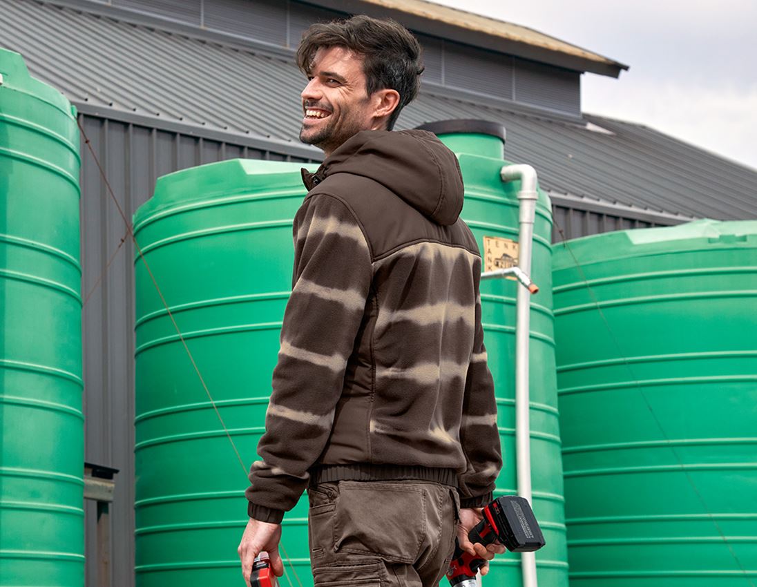 Teman: Hybrid huvfleecejacka tie-dye e.s.motion ten + kastanj/pekanbrun 1