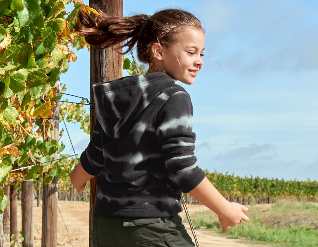 Arbetsjackor: Huvjacka av fleece tie-dye e.s.motion ten, barn + oxidsvart/magnetgrå 1