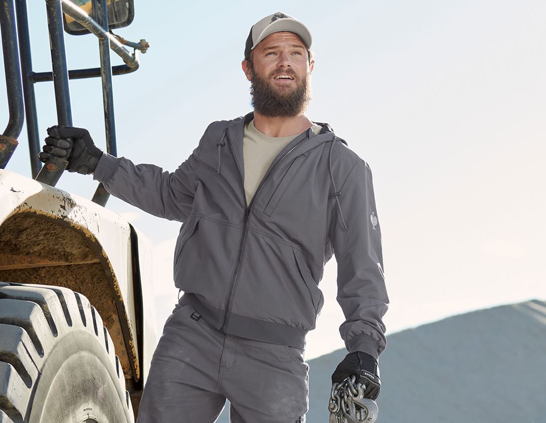 Work Jackets: Hooded jacket e.s.iconic + carbongrey
