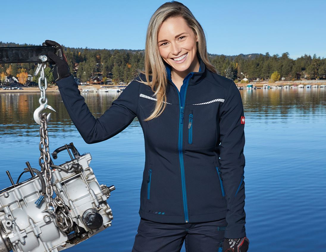 Clothing: SET: Softshell jacket + Hoody sweatjacket, ladies' + navy/atoll 1