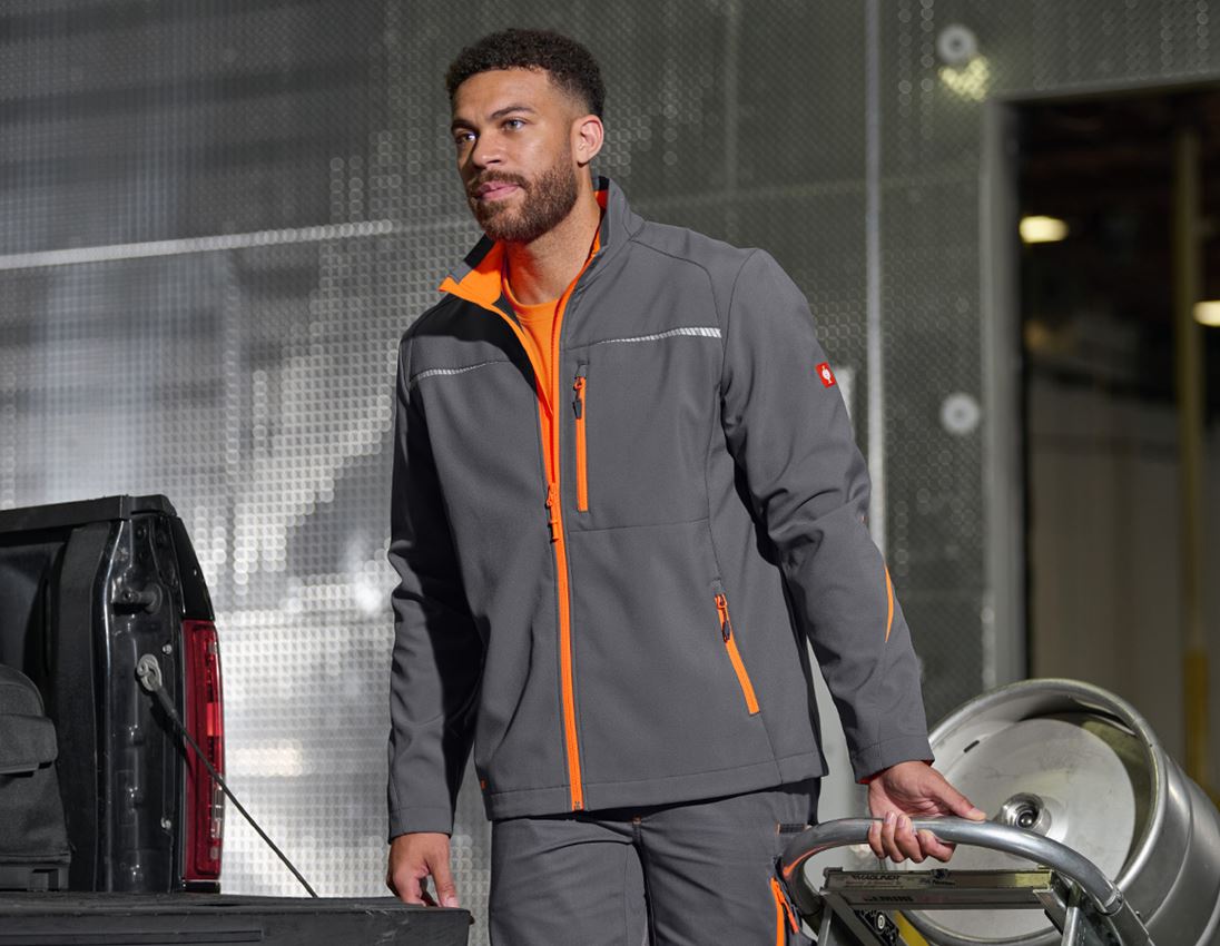 Clothing: SET: Softshell jacket e.s.motion 2020 + hoody + anthracite/high-vis orange 1