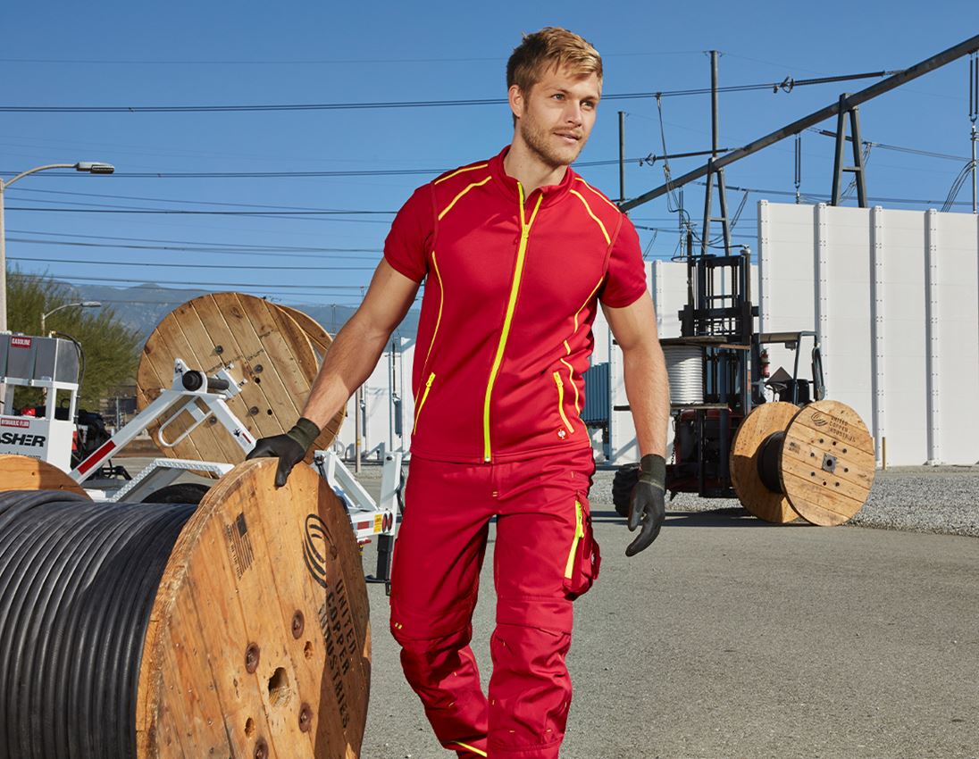 Work Body Warmer: Function bodywarmer thermo stretch e.s.motion 2020 + fiery red/high-vis yellow 1