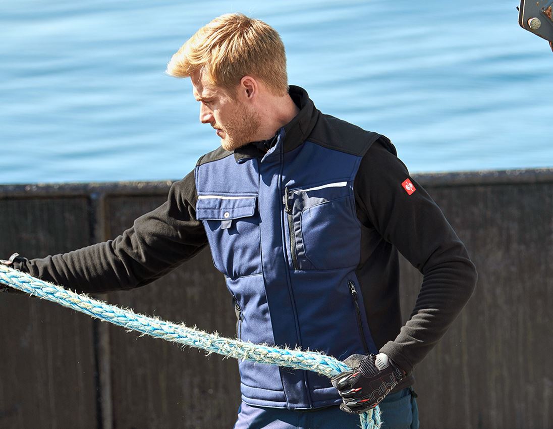 Work Body Warmer: Softshell bodywarmer e.s.motion + navy/black