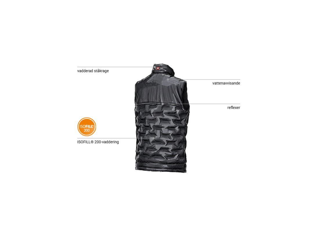 Arbetsvästar: Vinterväst Padded e.s.line.core + svart/platina 2